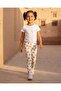 بنطال ضيق مطبوع أبيض للبنات - 5