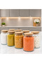 Set of 8 Wooden Vacuum Lid Glass Pulses Storage Jars 800 ml with Label Gift - 2