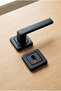 Matte Black Square Badge Room Door Handle – 1 Set (Right & Left) – Stainless Aluminum - 3