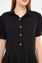 Women's Black Shirt Collar Sleeve Slit Detailed Flared Watermelon Sleeve Dress Arm-24Y001083 - 4