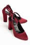 Lillian Heeled Burgundy Satin Heeled Women's Shoes