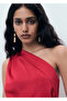Asymmetrical Satin Dress with Side Slit - 6