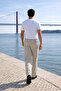 Men's Jogger Stone Linen Trousers with Elastic Waist - 6