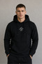 Men's Black Hooded Sweatshirt Winter Cotton Printed Regular Fit 3 Thread Ribbed