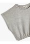 Crop T-Shirt Short Sleeve Elastic Waist Crew Neck - 3