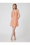 Viscose Mini Floral Dress with Straps, Ruffles and Lacing Detail - 3