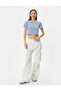 Crop T-shirt Slim Fit Ribbed Short Sleeve Crew Neck - 2