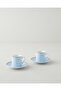 Cleo Porcelain 4 Piece Coffee Cup Set for 2 People 80 ml Blue