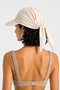 Women's Safari Tie-Up Scarf with Brim Bandana Beach Hat Beige - 3