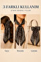 Women's Brown Cream Bandana Patterned 70X70 cm Satin Scarf, Silky Textured Square Neck Hair and Bag Accessory - 2