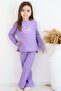 Girl's Pants Set with Letter & Heart Embroidery and Bow Accessory, Ages 4-8, Lilac