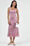Floral Print Midi Dress with Heart Neckline - 5