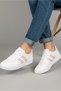 Women's White Powder Pink Striped Faux Leather Sneakers - 27888-BEYAZ-PUDRA - 2