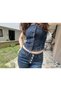 Vintage Women's Crop Top Corset Navy Blue Buttoned Front Bustier