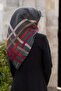 100% Twill Silk Banded Monogram Pattern Black - Red Color 90X90 Scarf Planting Shape : Hand Sewn - 4