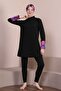 Large Size Fan Long Sleeve Hawaiian Model Closed Hijab Swimsuit - 4