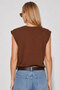 Crew Neck Sleeveless Cotton T-Shirt - Brown - 3