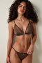 Brown Lace Triangle Bra Without Underwire and Padding - 3