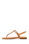 Women's Tan Ankle Buckle Flip-Flop Sandals with Stones 26Sfe452214 - 4