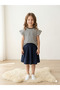 Girl's Black and White Striped Ruffle Sleeve Cotton T-Shirt