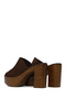 Women's Brown Platform High Thick Heeled Suede Leather Slippers 26Pfd151310 - 7