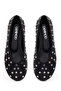 Women's Black Studded Leather Ballerinas 26Pfd271418 - 5