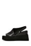 Women's Black Leather Sandals with Filled Heels 26Sfd200818 - 3