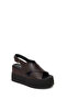 Women's Brown Ankle Buckle Wedge Heeled Leather Sandals 26Sfd152918 - 8