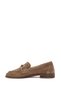 Women's Tan Buckle Detailed Suede Shoes, Leather Masculine Loafers 26Pfd150710 - 3