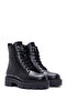 Women's Black Carrie Lace-Up Zipper Detailed Leather Boots 026Z100057 - 4