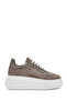 Women's Mink Lace-Up Thick Sole Suede Leather Sneaker 25Sfd 510910