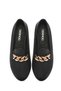 Women's Black Buckle Leather Shoes, Masculine Loafers 26Pfd290018 - 4