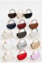 Women's Leather Hand and Shoulder Bag Cream Silver Polka Dot - 5
