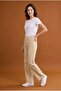 Palazzo Pants - Cream Color with Rounded Cuffs Lycra New Season Jeans - 2