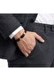 Men's Yellow Steel and Black Leather Bracelet - 21 cm - 2