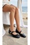 Women's Black Drop Buckle Patent Leather Ballerinas 1cm Bynddam01 - 5