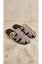 Women's Gray Studded Detailed Buckle Cage Model Suede Slippers 1.5cm Byndsk106 - 8