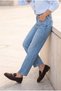 Women's Loafer Moccasin Classic Casual Shoes with Stones Meniva Brown Suede - 2