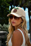 Pineapple Motif Embroidered Beige Color Cap Hat
