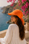 Orange Women's Safari Tie-Back Brimmed Bandana Hat, Summer Sun Hat Beach Sea Visor Hat - 2