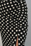 Women's Slit Polka Dot Skirt 8082 - Black - 4
