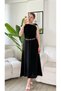 Women's Zero Sleeve Flared Long Maxi Dress with Shoulder Buckle Chain Belt