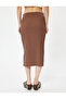 Midi Pencil Skirt with Elastic Waist - 4