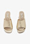 Gold Color Genuine Leather Thick Heeled Women's Slippers - 4