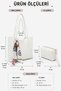 Women's White Large Size Scarf Detailed Handy Hand, Arm and Shoulder Bag with Puppy Detail - 3