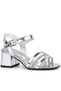 Platinum Gray Patent Leather Stoned Thick Girl's Evening Dress Heeled Shoes - 2
