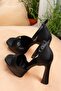 Black Platform Thick Heeled Women's Shoes K404580109 - 5