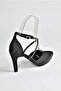 Black Satin Fabric Pointed Toe Women's Heeled Shoes M246066704 - 8