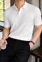Men's Oversize Ribbed Polo Collar Slim Knitwear T-Shirt