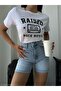 High Waist Curled Hem Denim Bermuda Cotton Denim Shorts - 6